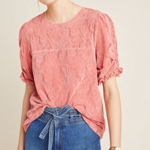 Anthropologie Rosewood Parvati Velvet Lace Top, Size S